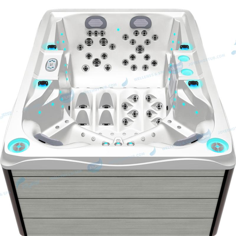 4 Persons Hydromassage Outdoor Tub | Whirlpool Hottub with Waterfall - JOYEE