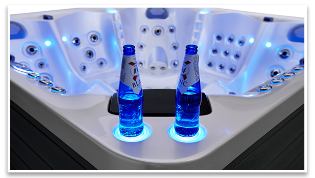 LED Cup Holder on Outdoor Spa