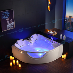 Bathtub Acrylic Whirlpool | 2 People Glass Jacuzzier Corner Massage Spa - JOYEE 
