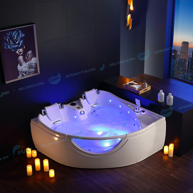 Bathtub Acrylic Whirlpool | 2 People Glass Jacuzzier Corner Massage Spa - JOYEE 