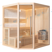 Finnish Style Pine Wooden Cabin Home Sauna Room | JOYEE