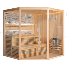 Grey Culture Stone LED Dry Sauna Steam Room | JOYEE