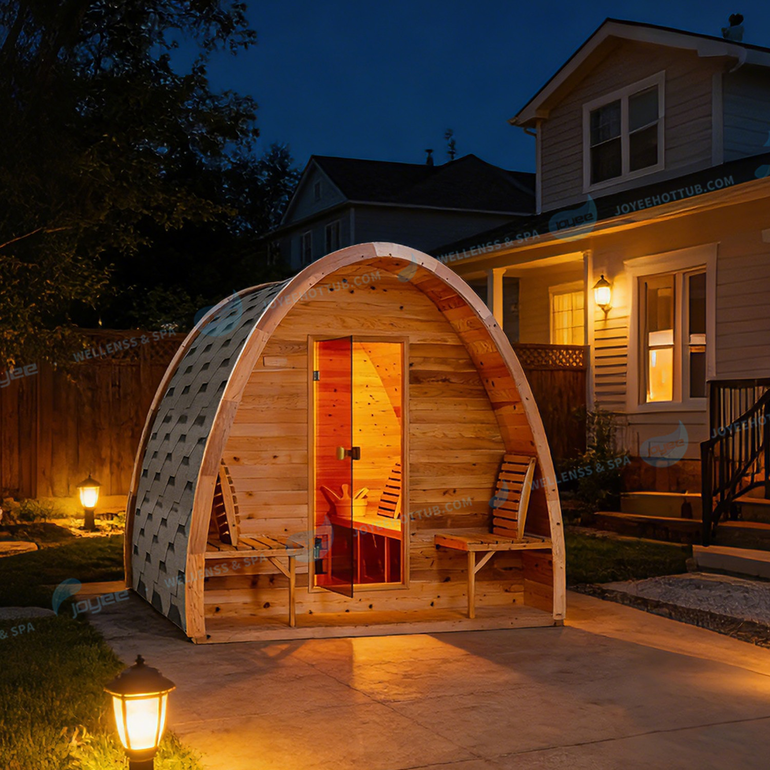 Outdoor Sauna 4 Person Spa | Wood Indoor Massage Indoor Tent Tub - JOYEE
