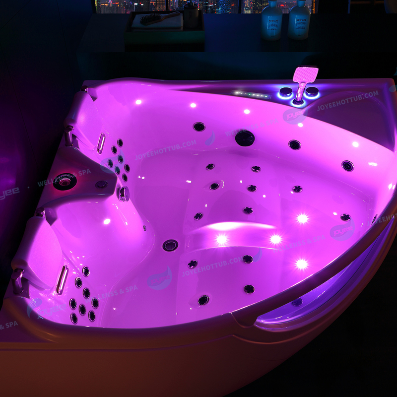 Bathtub Acrylic Whirlpool | 2 People Glass Jacuzzier Corner Massage Spa - JOYEE 