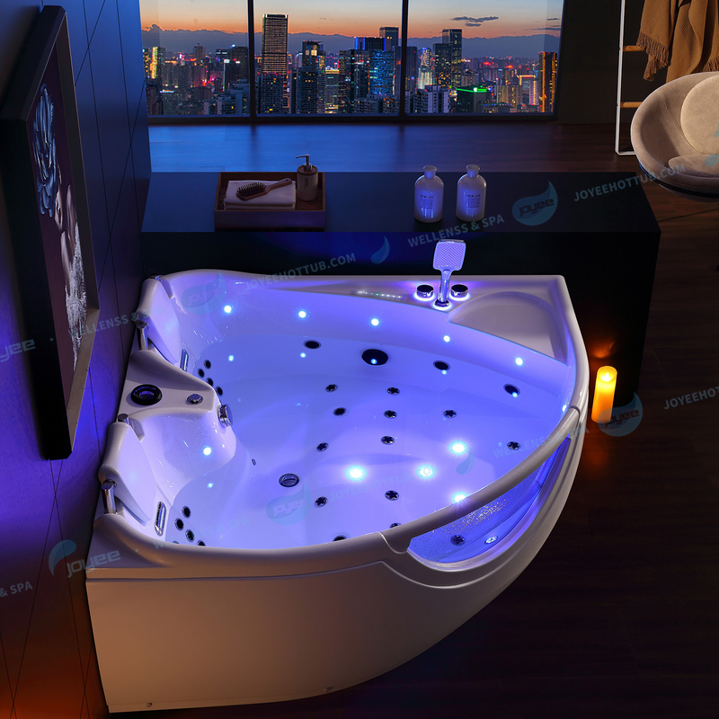 Bathtub Acrylic Whirlpool | 2 People Glass Jacuzzier Corner Massage Spa - JOYEE 