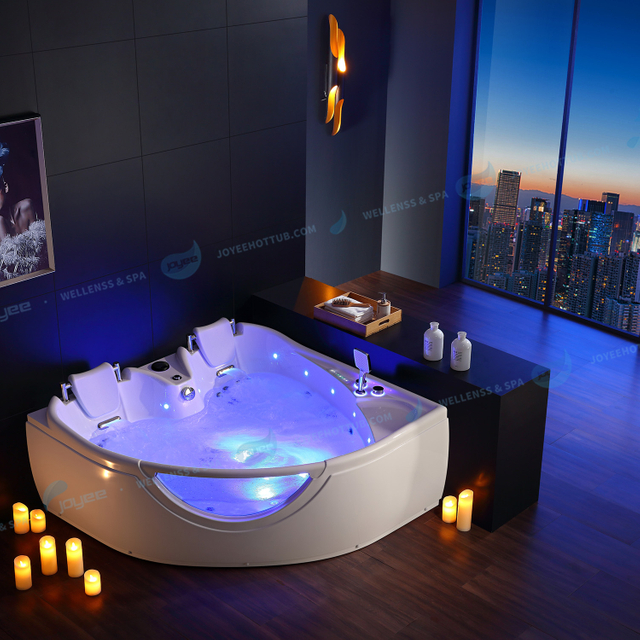Bathtub Acrylic Whirlpool | 2 People Glass Jacuzzier Corner Massage Spa - JOYEE 