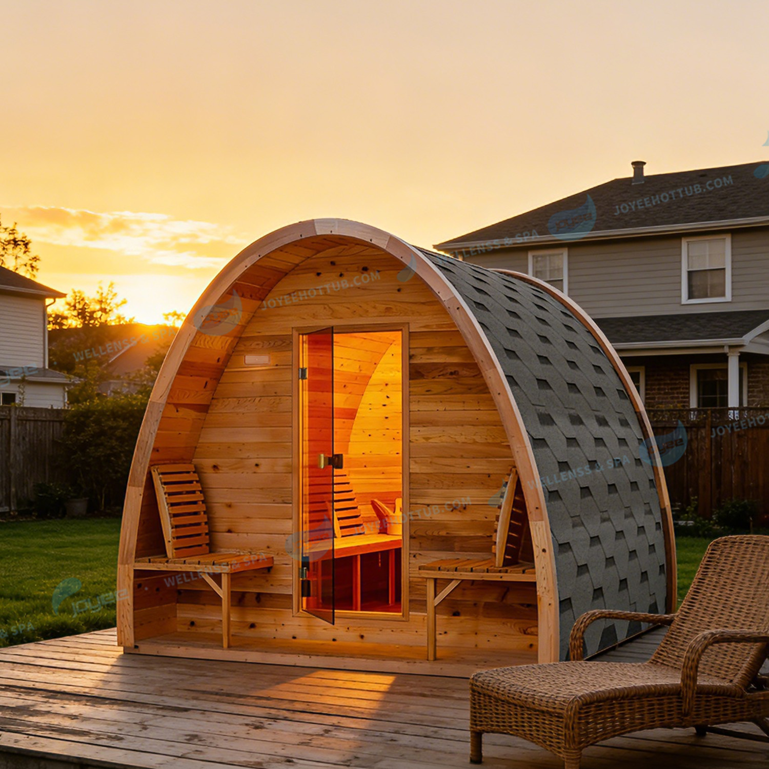 Outdoor Sauna 4 Person Spa | Wood Indoor Massage Indoor Tent Tub - JOYEE